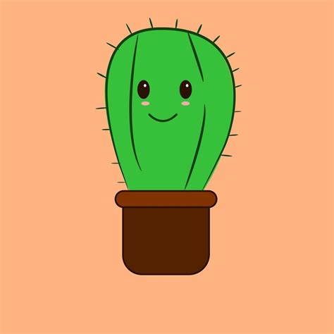 Cute Cartoon Cactus Kawaii Cactus Vector Illustration 12263123 Vector