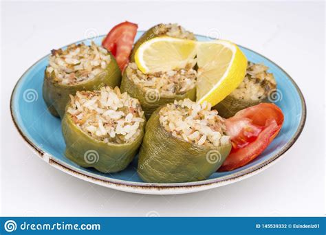 Biber Dolmasi Turkish Food Stuffed Peppers With Rice Stock Photo