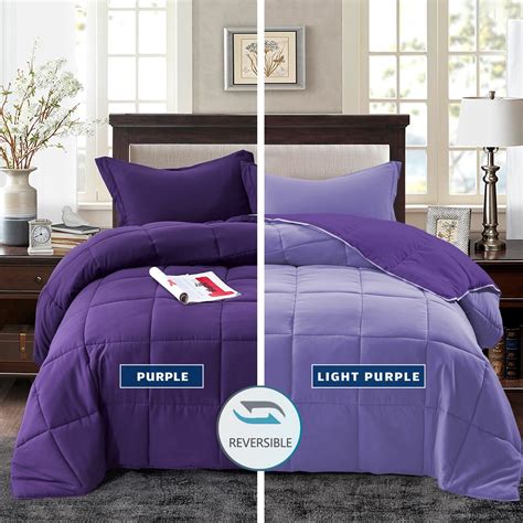 Bednlinens 3 Piece Reversible Purple Down Alternative Comforter Set