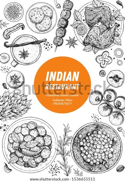Indian Food Illustration Hand Drawn Sketch Vetor Stock Livre De