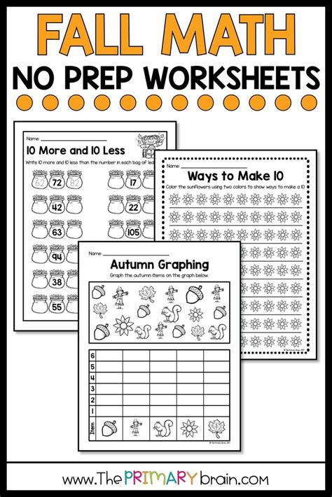 Printable Fall Math Worksheets For First Grade Fall Math Math