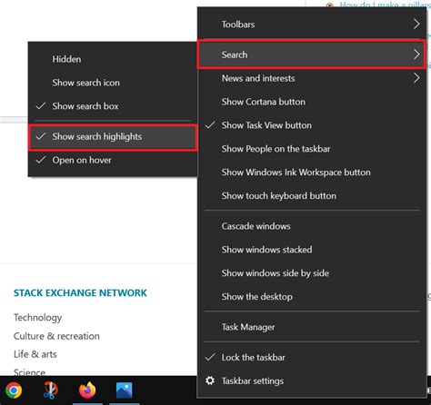 Taskbar How To Turn Off Search Highlights In Windows 10 Super User