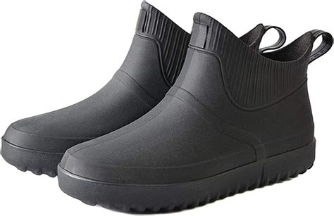 huaheng men rubber rain shoes slip on waterproof low heel tube pvc rain boots work amazon ca