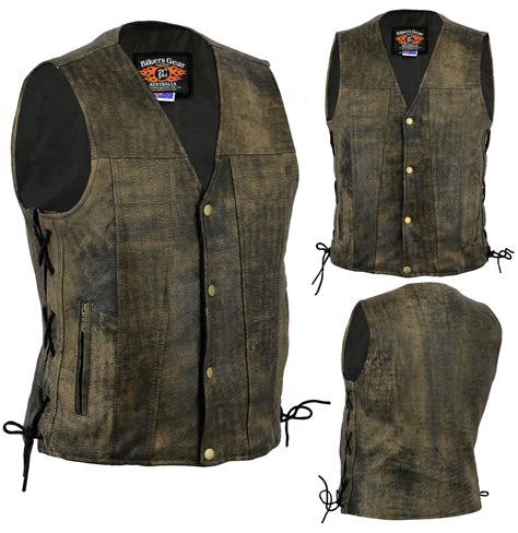 New Sons Of Anarchy Style Leather Vest Genuine Leather Black Zip And Stud