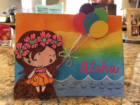 Hawaiian Themed Birthday Card Used Distressed Ink To Color The