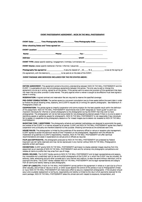 40 Great Contract Templates Employment Construction Photography Etc