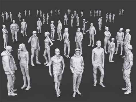Medium Sized Scene Showing Several Different 3d People Models