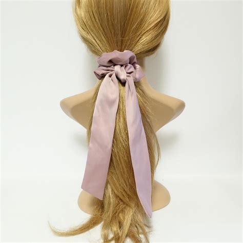 solid satin long tail scrunchies bow knot hair tie scrunchies hair ties beautiful hair