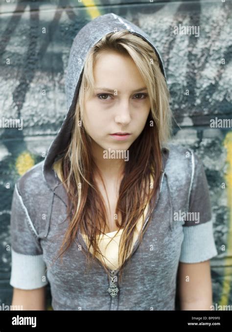 Portrait Of Teenage Girl Looking Serious Stock Photo Alamy