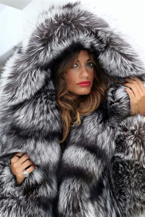 Gigantic Hooded Silver Fox Fur Coat More Diva Fashion Fur Fashion Womens Fashion Fashion