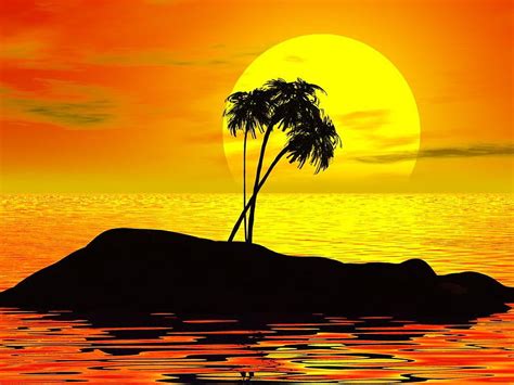 Sunset Island Island Abstract 3d Sunset Hd Wallpaper Pxfuel