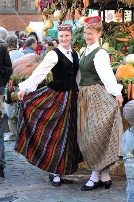Latvian Folk Costumes National Clothes Traditional Outfits Folk Dresses
