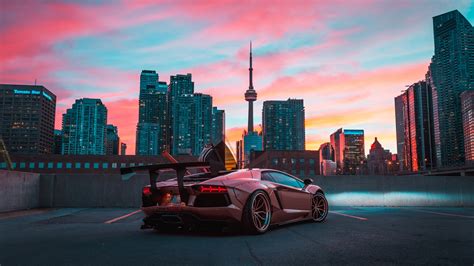 Download 3840x2160 Cityscape Lamborghini Aventador Sports Car 4k