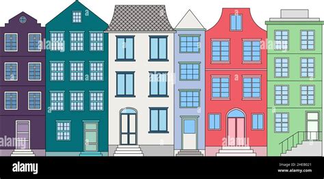 Row Of Color Houses Vector Illustration Stock Vector Image And Art Alamy