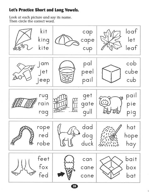 Lets Practice Short And Long Vowels Worksheet Kindergarten Phonics