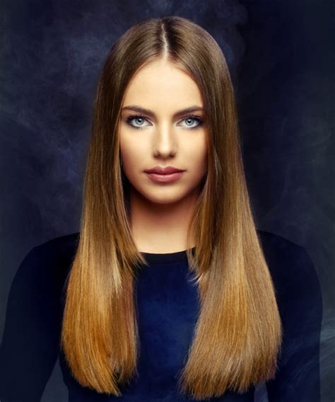 Long Straight Formal Hairstyle Medium Brunette And Medium Red Two