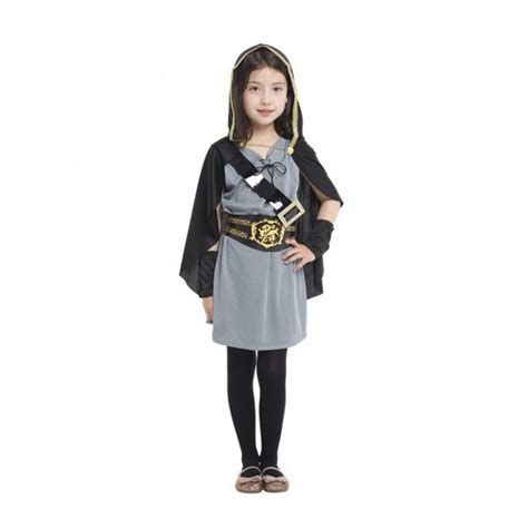 Child Kids Hooded Archer Huntress Costume For Girls Medieval Warrior