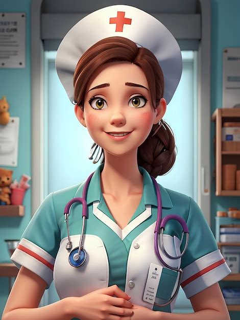 Premium AI Image 3D Nurse Cartoon Character