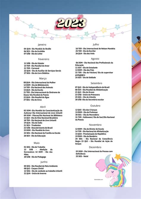 Calendário Escolar Datas Comemorativas 2023 Modisedu