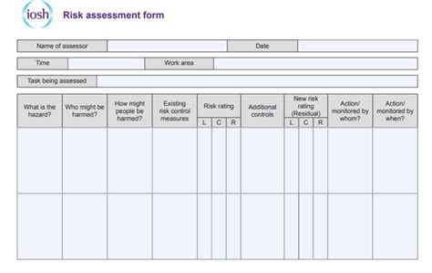 Filled Iosh Risk Assessment Form Updated Nov Oye Learn