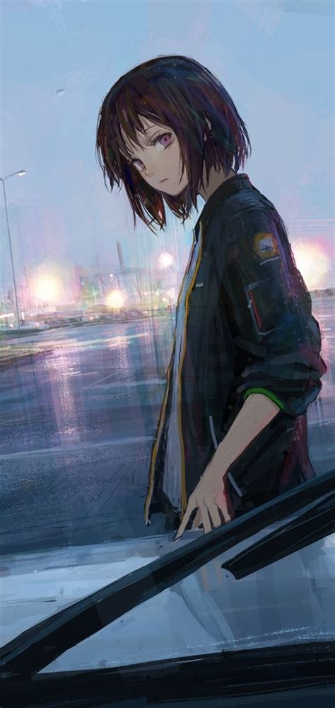 1080x2280 Anime Girl Passing By Looking At Car Driver One Plus 6huawei