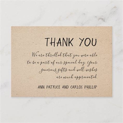 Classical Handwritten Thank You Card Kraft Paper In 2020 Wedding Thank You