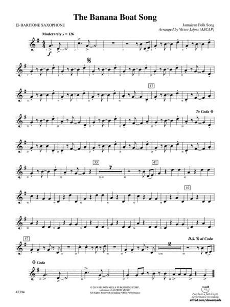 The Banana Boat Song E Flat Baritone Saxophone By Digital Sheet Music For Download And Print