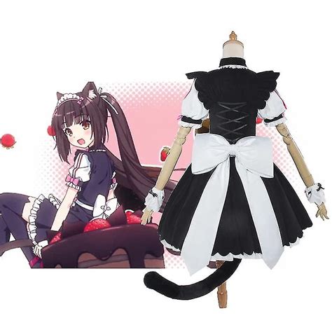 Nekopara Cosplay Costume Chocola Vanilla Maid Apron Dress Uniform Women Anime Cat Neko Girl Full