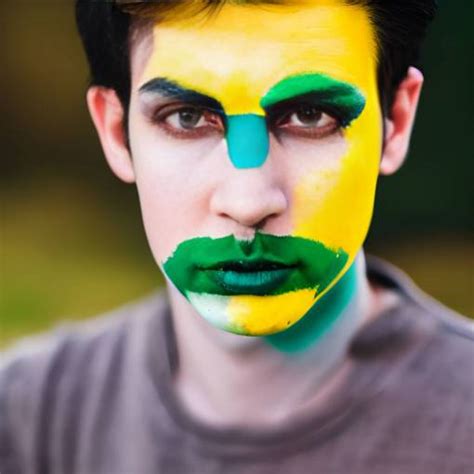 🥇 Image Of Soccerfanbrazilpaintedface Face Paint Adult Men Human
