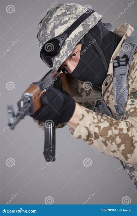 Russian Soldier With Machine Gun Stock Photo Image Of Forces Russian