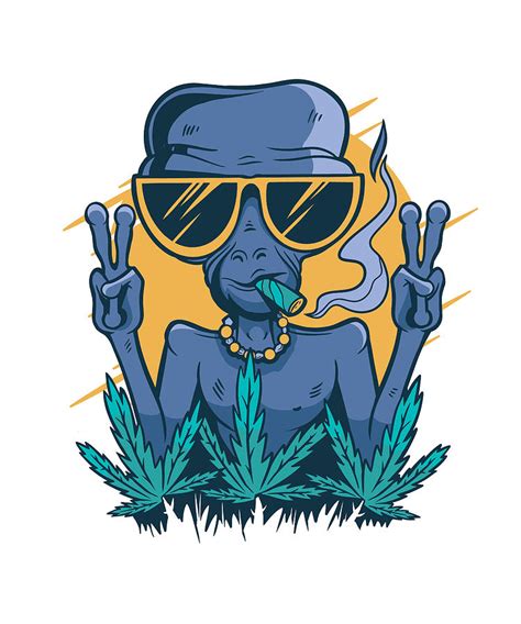Gangsta Alien Smoking Weed Digital Art By Me Fine Art America