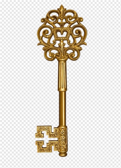 Key Old Gold Golden Rustic Vintage Retro Ornate Object Png