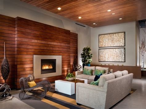 Wooden walls for a warm look of the living room