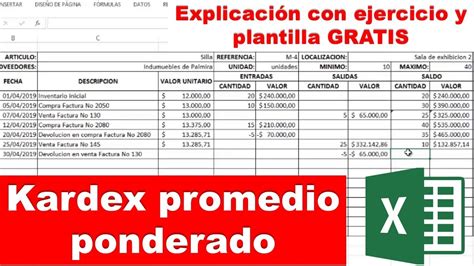 Ejercicio De Kardex Con PROMEDIO PONDERADO En EXCEL Con Plantilla GRATIS YouTube