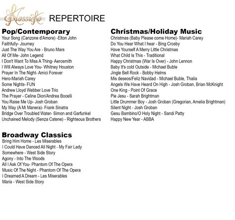 Representative Sampling Song List - Klassika
