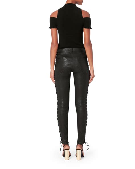 Alc Dent Lace Up Leather Pants In Black Lyst