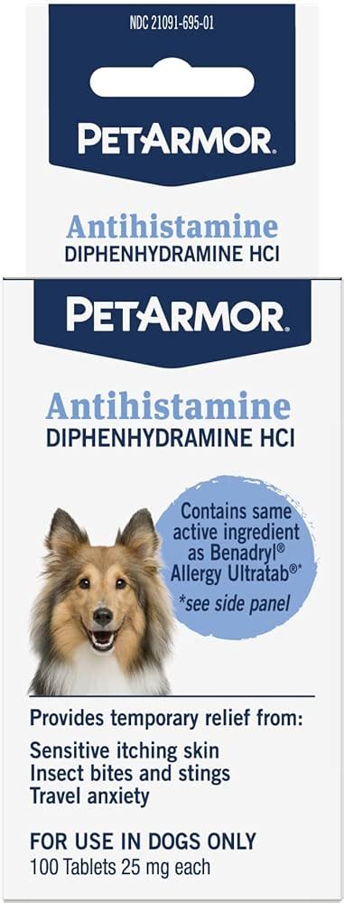 Petarmor Antihistamine Allergy Relief Medicine For Dogs 100 Tablets