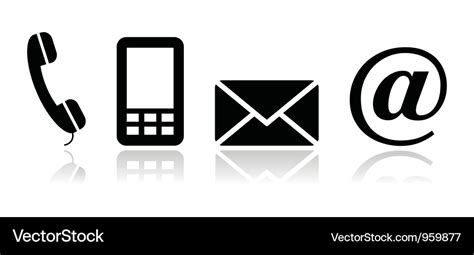 Contact Black Icons Set Mobile Phone Email Vector Image