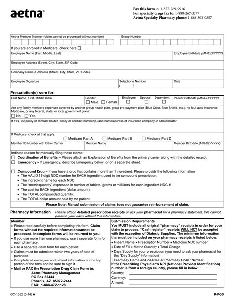Free Aetna Prior Rx Authorization Form Pdf Eforms