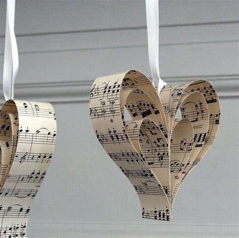 Handmade Vintage Music Heart Decoration By Remade Notonthehighstreet