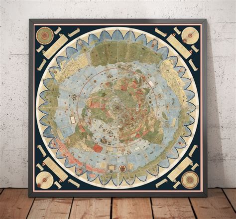 Ancient Flat Earth Map 1587 By Monte Urbano Large World Etsy