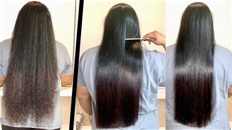 Straightening Tailbone Length Hair At Home Silk Press On Long Hair From Start To Finish Youtube