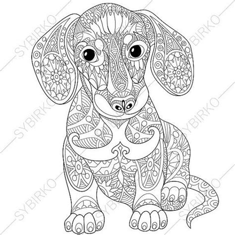 Print all of our coloring pages. Adult Coloring Page. Dachshund Puppy. Zentangle Doodle ...