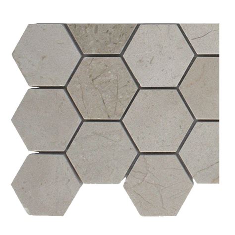 Ivy Hill Tile Crema Marfil Hexagon Polished Marble Mosaic Floor And