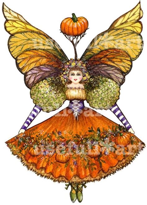 Fall Leaves Fairy Tree And Pumpkin Clipart For Cardmaking Etsy Fairy