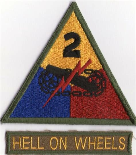 Usarmy Ww2 Cut Edge 2nd Armored Division Patch With Tab Hell On