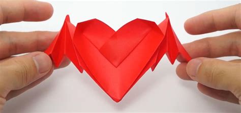 How To Fold Origami Bat Winged Hearts For Valentines Day Origami