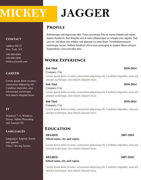Modern Cv Template In Microsoft Word Download For Free