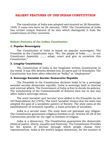 Salient Features OF THE Indian Constitution SALIENT FEATURES OF THE