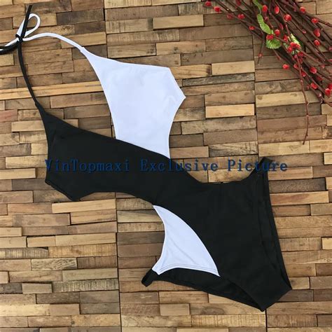 classic white and black criss cross one piece swimsuit sexy brazilian push up swimwear monokini